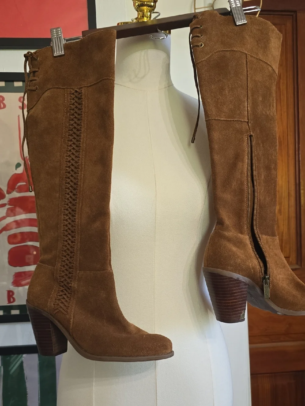 Jessica Simpson Buckle Ciarah Suede Lace Back Boots
